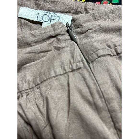 Ann Taylor Loft 100% Cotton Tan Skirt Side Zip Size 8 - Picture 4 of 6